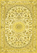 Machine Washable Medallion Yellow Traditional Rug, wshtr618yw