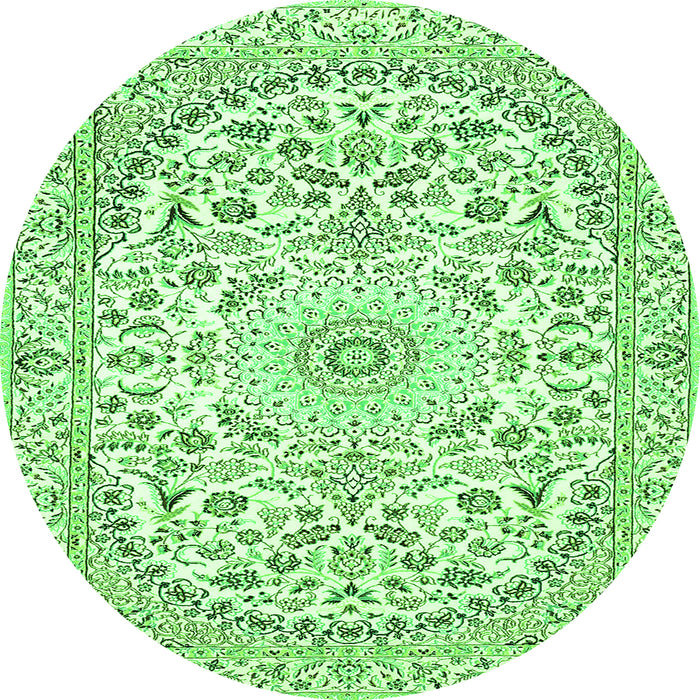 Square Medallion Green Traditional Rug, tr618grn