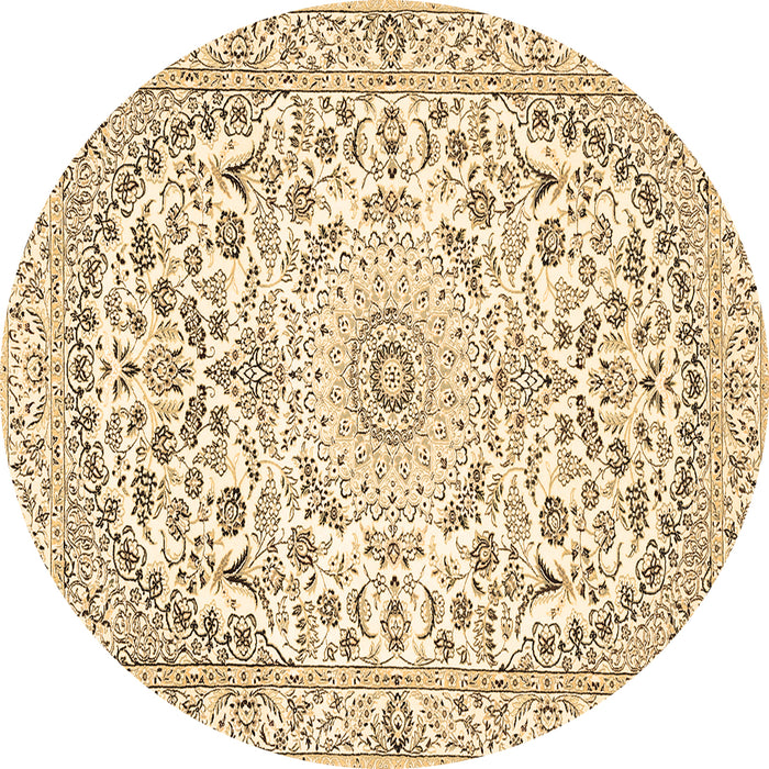 Round Medallion Brown Traditional Rug, tr618brn