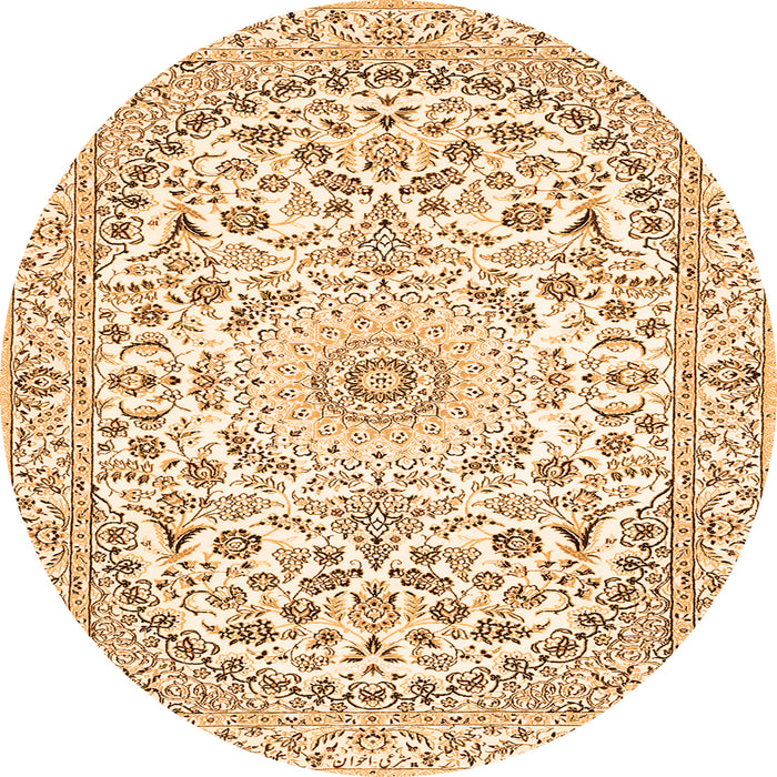 Square Medallion Orange Traditional Rug, tr618org
