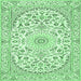 Square Medallion Emerald Green Traditional Rug, tr618emgrn