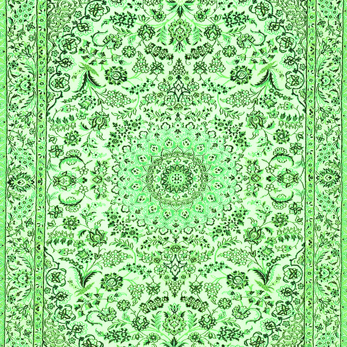 Serging Thickness of Machine Washable Medallion Green Traditional Area Rugs, wshtr618grn