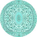 Round Medallion Turquoise Traditional Rug, tr618turq