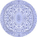 Round Machine Washable Medallion Blue Traditional Rug, wshtr618blu