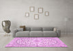 Machine Washable Medallion Pink Traditional Rug in a Living Room, wshtr618pnk