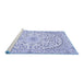 Sideview of Machine Washable Medallion Blue Traditional Rug, wshtr618blu