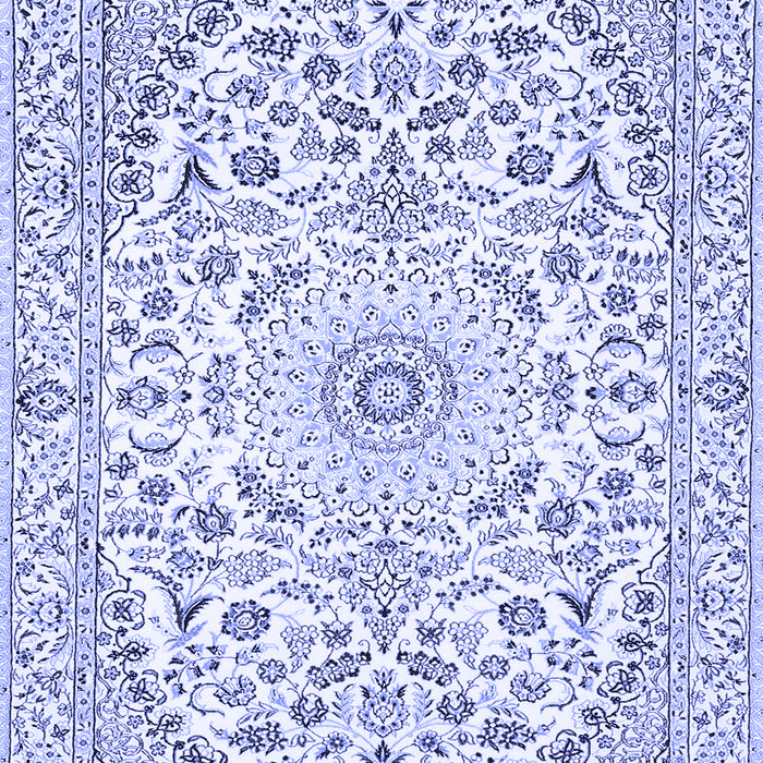 Machine Washable Medallion Blue Traditional Rug, wshtr618blu
