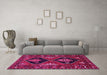 Machine Washable Persian Pink Traditional Rug in a Living Room, wshtr619pnk