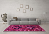 Machine Washable Persian Pink Traditional Rug, wshtr619pnk