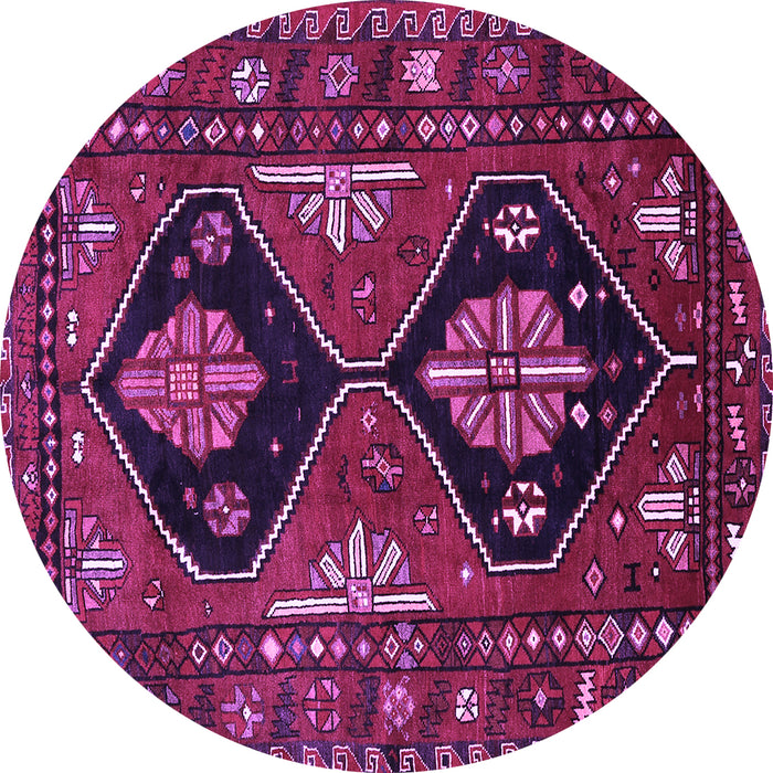 Round Persian Purple Traditional Rug, tr619pur