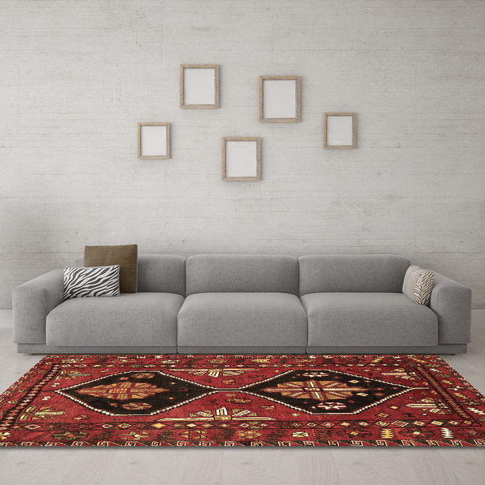Machine Washable Persian Brown Traditional Rug in a Living Room,, wshtr619brn