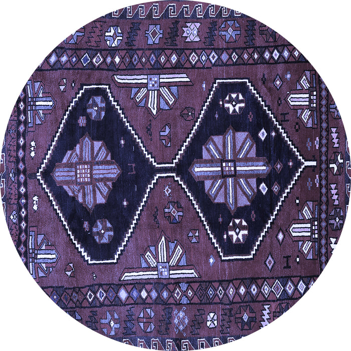 Round Persian Blue Traditional Rug, tr619blu