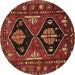 Round Persian Brown Traditional Rug, tr619brn