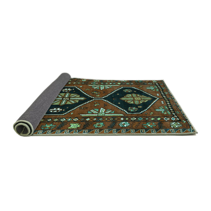 Sideview of Persian Turquoise Traditional Rug, tr619turq