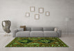 Machine Washable Persian Green Traditional Area Rugs in a Living Room,, wshtr619grn