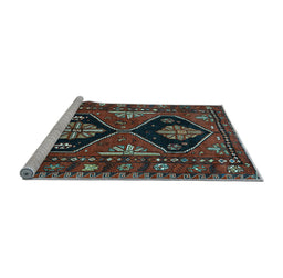 Sideview of Machine Washable Persian Light Blue Traditional Rug, wshtr619lblu