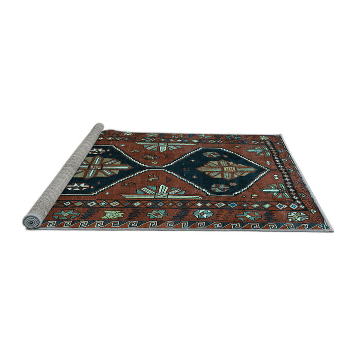 Sideview of Machine Washable Persian Light Blue Traditional Rug, wshtr619lblu