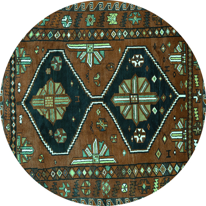 Round Persian Turquoise Traditional Rug, tr619turq