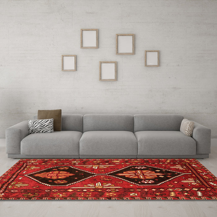 Machine Washable Persian Orange Traditional Area Rugs in a Living Room, wshtr619org