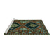 Sideview of Machine Washable Persian Turquoise Traditional Area Rugs, wshtr619turq