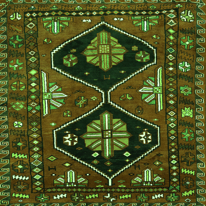 Round Machine Washable Persian Green Traditional Area Rugs, wshtr619grn