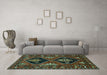 Machine Washable Persian Turquoise Traditional Area Rugs in a Living Room,, wshtr619turq