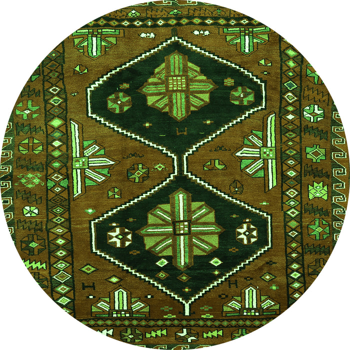 Square Persian Green Traditional Rug, tr619grn