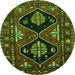 Square Persian Green Traditional Rug, tr619grn