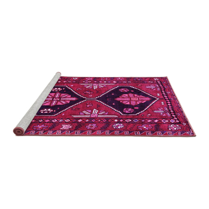 Sideview of Machine Washable Persian Pink Traditional Rug, wshtr619pnk