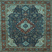 Square Medallion Light Blue Traditional Rug, tr61lblu