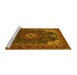 Sideview of Machine Washable Medallion Yellow Traditional Rug, wshtr61yw