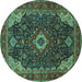 Round Medallion Turquoise Traditional Rug, tr61turq