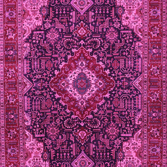 Machine Washable Medallion Pink Traditional Rug, wshtr61pnk