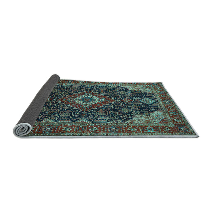Sideview of Medallion Light Blue Traditional Rug, tr61lblu