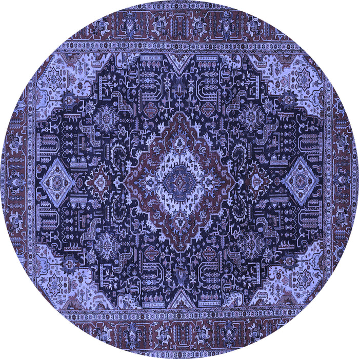 Round Medallion Blue Traditional Rug, tr61blu
