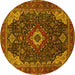 Round Medallion Yellow Traditional Rug, tr61yw