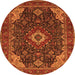 Machine Washable Medallion Orange Traditional Area Rugs, wshtr61org