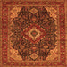 Serging Thickness of Medallion Orange Traditional Rug, tr61org