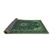 Sideview of Medallion Turquoise Traditional Rug, tr61turq