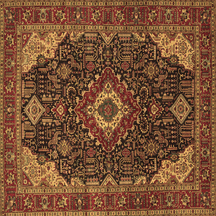 Square Machine Washable Medallion Brown Traditional Rug, wshtr61brn