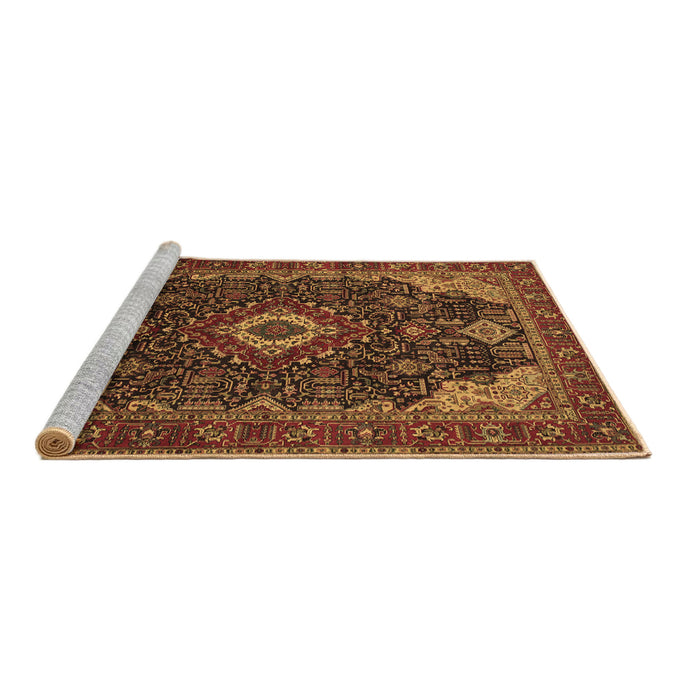 Sideview of Machine Washable Medallion Brown Traditional Rug, wshtr61brn