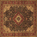 Square Medallion Brown Traditional Rug, tr61brn