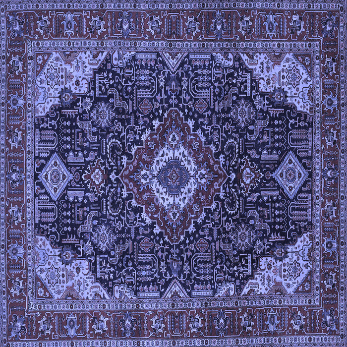 Square Machine Washable Medallion Blue Traditional Rug, wshtr61blu