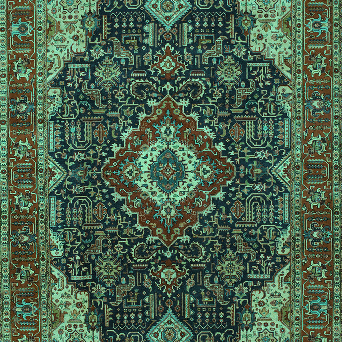 Machine Washable Medallion Turquoise Traditional Area Rugs, wshtr61turq