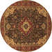 Round Medallion Brown Traditional Rug, tr61brn