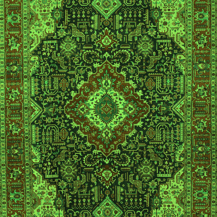 Serging Thickness of Machine Washable Medallion Green Traditional Area Rugs, wshtr61grn