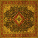 Square Medallion Yellow Traditional Rug, tr61yw