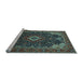 Sideview of Machine Washable Medallion Light Blue Traditional Rug, wshtr61lblu