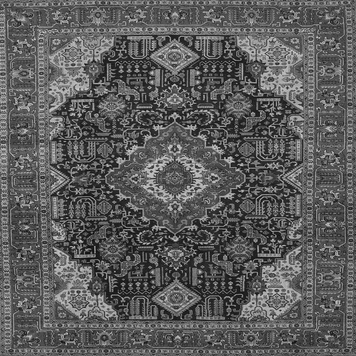 Round Machine Washable Medallion Gray Traditional Rug, wshtr61gry