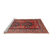 Sideview of Machine Washable Traditional Orange Salmon Pink Rug, wshtr620